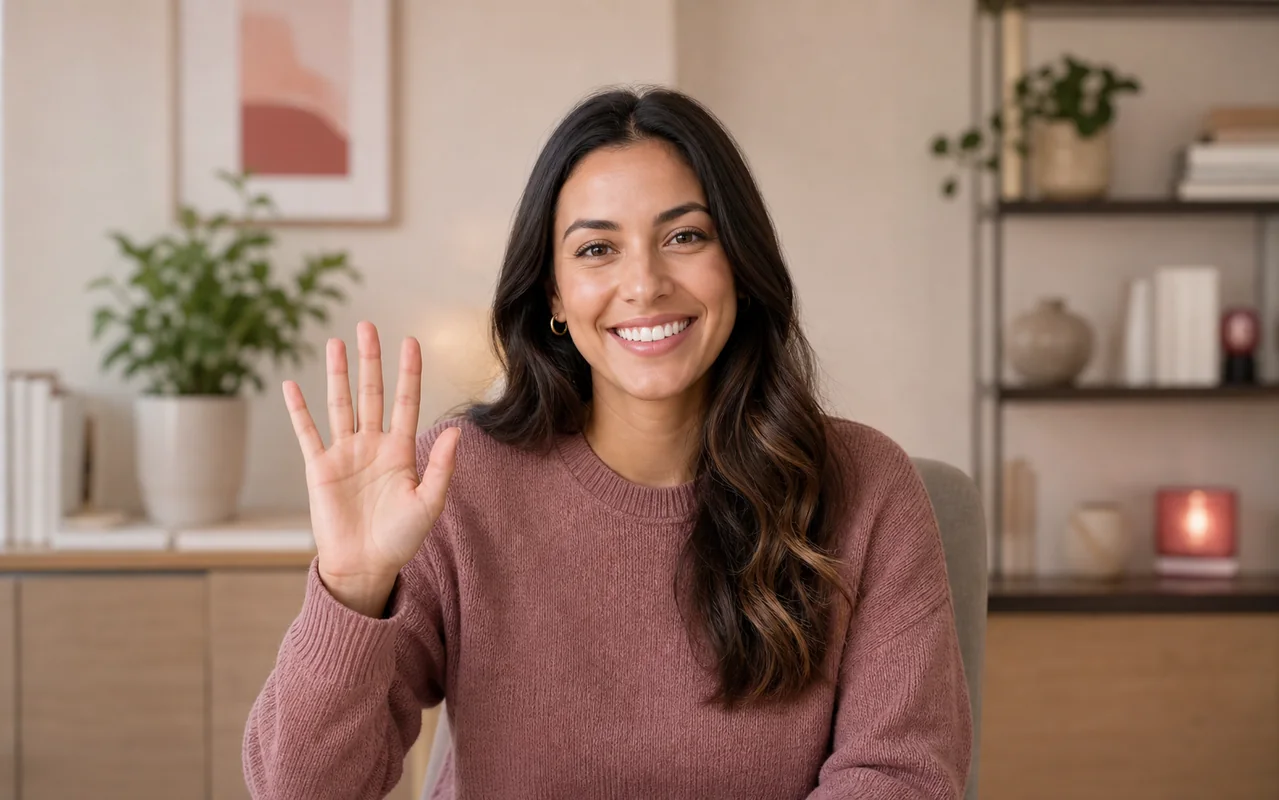English teacher smiling and waving
